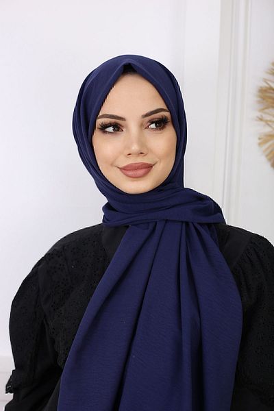 feronis Dámský hidžáb bavlněný jazzový šátek Model _ Navy Blue
