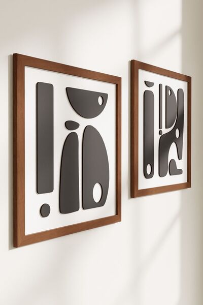 acargrafik Ahşap Çerçeveli Modern Tasarımlı 2'li Tablo