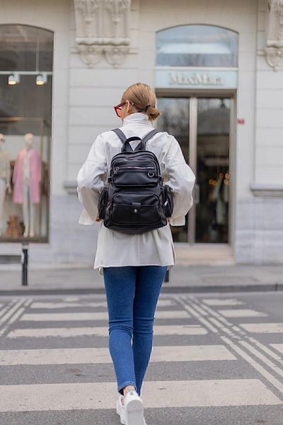 Demy Rucsac negru din piele spălată pentru femei