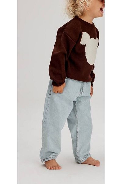 Lolliboomkids Mickey Patterned Unisex Children's Knitwear Sweater and Loose Cut Jeans Set - 2 Pieces