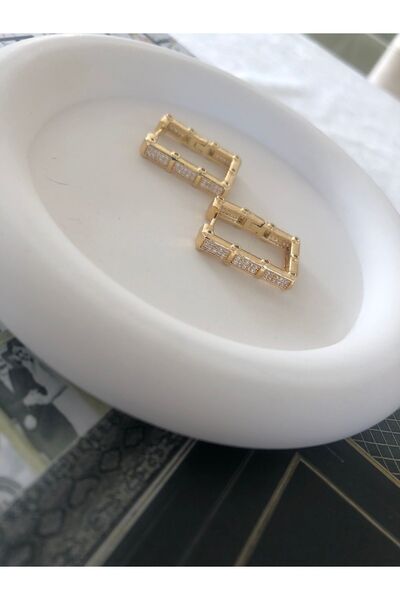 Shimmer 14 Ayar Rengin De Serenay Leyla Zirkon Taşlı Çelik Küpe