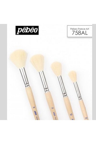 Pebeo White Goat Hair Series 758 Al No:10-12-14-16 4-Piece - Pompom Mop, Foam, Boiling and Toning Brush