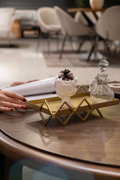 Rarart Concept Gold Prism 2-Piece Presentation Tray - Metal Organizer - Stylish Design