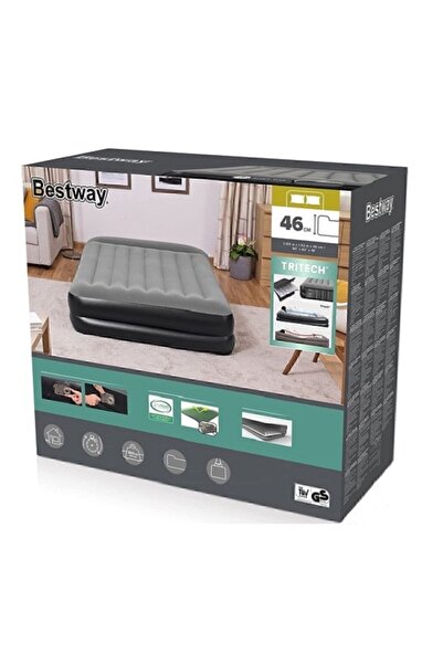 BESTWAY Pavillo 67403 Çift Kişilik Şişme Yatak Gri Pompa 203x152x38cm