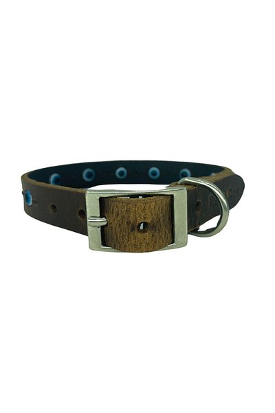 Rebel Dog 2X50Cm Evil Eye Beaded 100% Genuine Leather Dog Collar - Hole M. 35X45Cm
