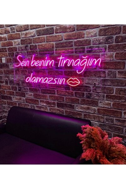 ARYA LİNA DESİGN Sen Benim Tırnağım Olamazsın Yazılı Neon Led 32*70 Cm
