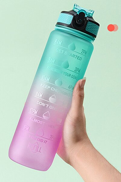 AfterTimes 1 LT Motivasyonel Su Matarası, Tritan Spor Salonu Su Şişesi – BPA İçermez, Sticker Hediyeli