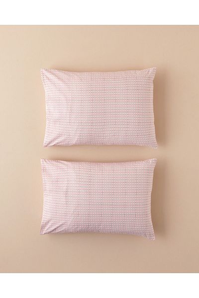 English Home Set de 2 fete de pernă din bumbac cu grilă florală Dusty Rose