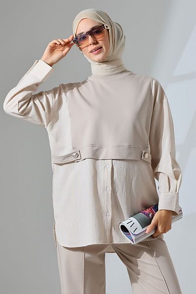 Mihran Butik Stone Color Women's Seasonal Sports and Comfortable Hijab Set