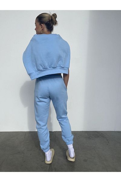 MODARİCH Set de trening cu glugă cu imprimeu albastru Ellore - Hanorac și pantaloni de trening Jogger