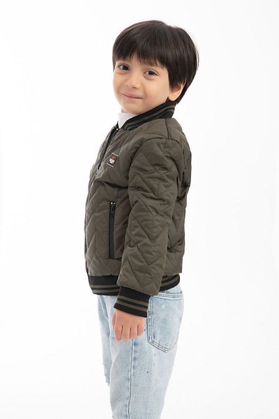 Riverstorm Khaki Boy's Jacket - College Collar, Lined, Water and Windproof, Zippered Pocket Jacket