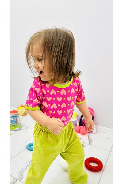 TD Collection Fıstıkyeşili Kadife Kumaş Kız Çocuk Pantolon-Erkek Çocuk Pantolon-Bebek Pantolon