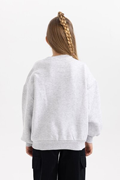 DeFacto Smileyworld Sweatshirt for Girls - Oversize Crew Neck, Soft Feather, Thick Sweatshirt