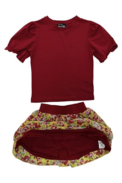 Cloise Girl's Red Skirt Set with Shorts