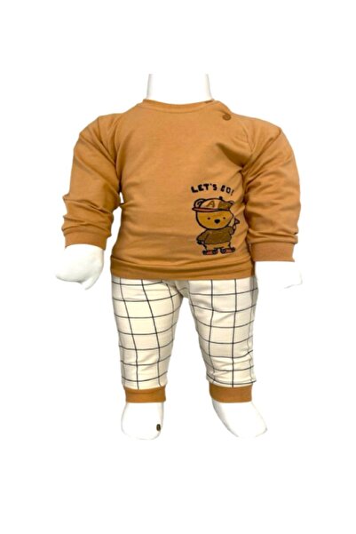 Aziz Bebe دعنا نذهب! طقم أطفال منقوش مكون من قطعتين من الأسفل والأعلى، مقاس م...