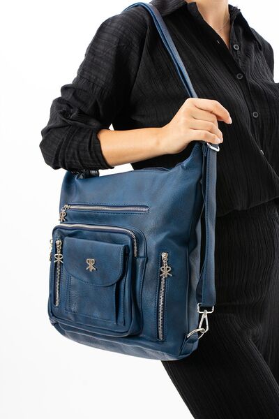 ImPolo حقيبة ظهر وحقيبة كتف نسائية من Delilah باللون الكحلي - مقاس 36x43، متعددة الأغراض