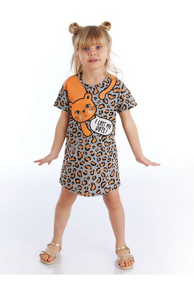 Denokids فستان Lost Leopard باللون الرمادي للفتيات