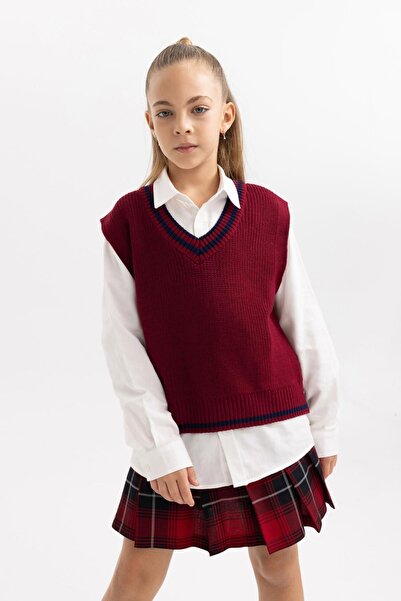 DeFacto V-Neck Girl's Sweater - A2296A823Wn