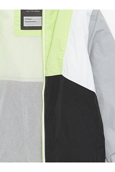 LC Waikiki Boy's Raincoat - Pistachio Green, Hooded, Color Block