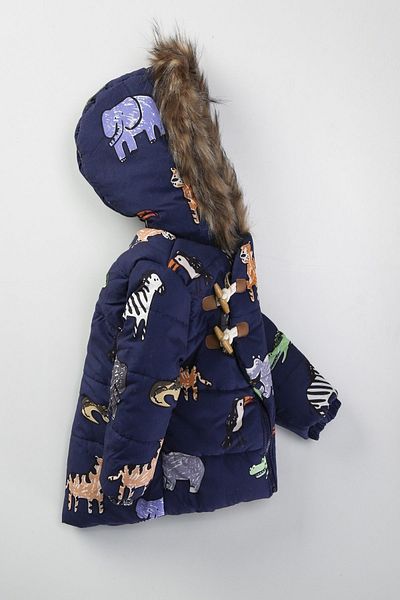 PODIUM GYM Baby Winter Coat with Cute Animals Figures, Fur Inner Lining, Fur Hood and Gilded Winter Coat