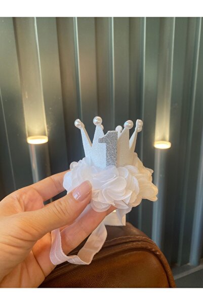 Selda Aksesuar Coroana fetiței de 1 an alb-argintiu
