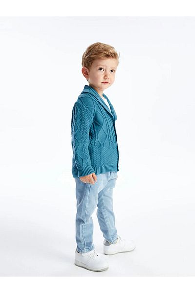 LC Waikiki LCW baby Petrol Shawl Guler Tricoturi cu mânecă lungă Cardigan pentru bebeluși
