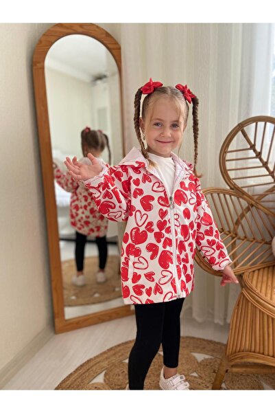 La Bona Kids La'Bon Kids Girl - Heart Water and Windproof Trench Coat
