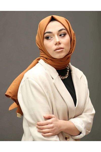 HAR-UM Ticaret Hijab Women's Cotton Crash Jazz Shawl Model-tan