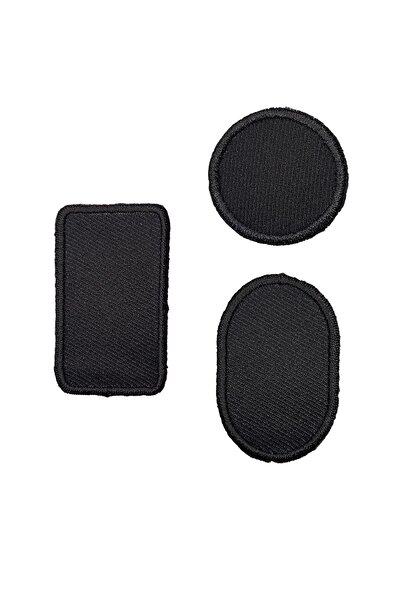 REMSATİC Ütü Ile Yapışan Arma - Patch - (KÜÇÜK) Delik Yama Set-5 Modeli Siyah (3'LÜ SET)