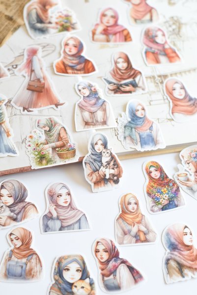 sticker Girl in Hijab (25 Pcs) / Islamic Themed Planner & Scrapbook
