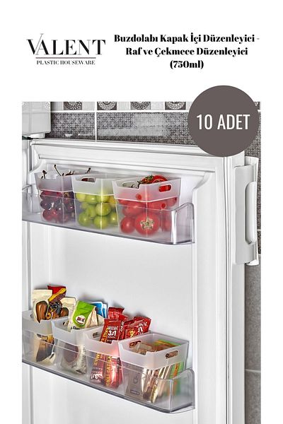 VALENT 10 Pieces Mega Size Refrigerator - Door Organizer, Bathroom Organizer, Mini Box 750ml