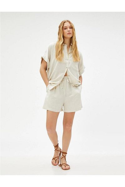 Koton 3sak40031pw 063 - Beige Women's Woven Short