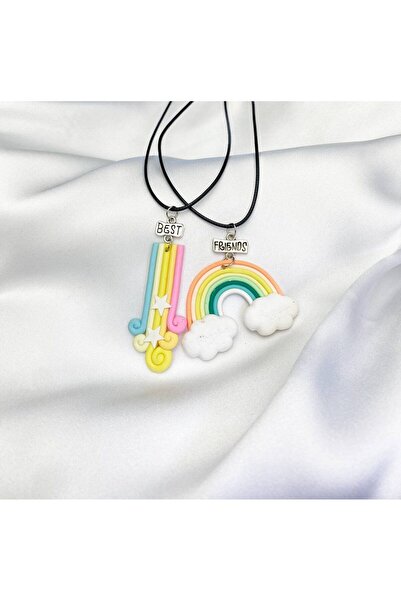 Herşey Nota Best Friend Rainbow Colorful Binary Friend Lover Necklace