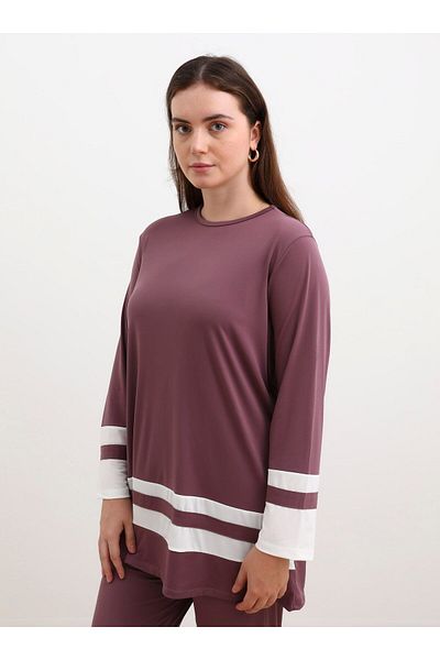 ALİA Lavender Alia - Large Size Striped Knitted Set
