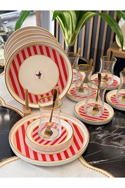 Onedekor 18 Parça Modern Piano Bird Pasta Çay Saati Seti