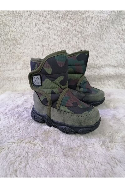 Özgür Kids Bebe I?çi? Yünlü Kamuflaj Erkek Çocuk Kar Botu.