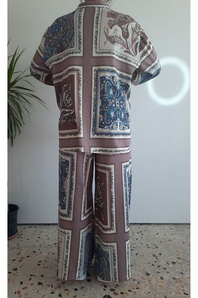 THEHAPPYCHİC Vintage Shawl Patterned Ethnic Double Suit - Multicolored