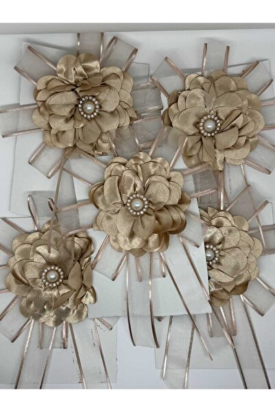 Leyli Kına Gelin Bohçası Için Çiçek Motifli 5 Adet Kahve Bohça Çiçeği (BOHÇA ...