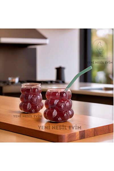 yeninesilevim قطعتين من خرز العنب المنقوش بدون مقبض مقاوم للحرارة البورسليكات...