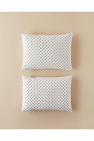 English Home Pink Etamine Flower Cotton 2-Piece Pillowcase Set