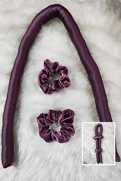 elvin aksesuar Purple Color Heatless Hair Styling Hair Sorelis Sausage Satin Buckle Set