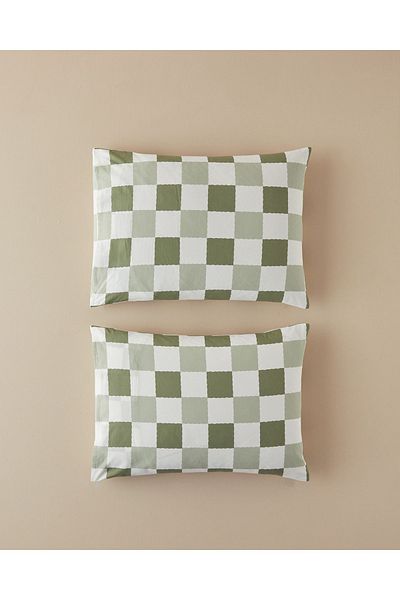 English Home Green Crocus Flora Cotton 2-Piece Pillowcase