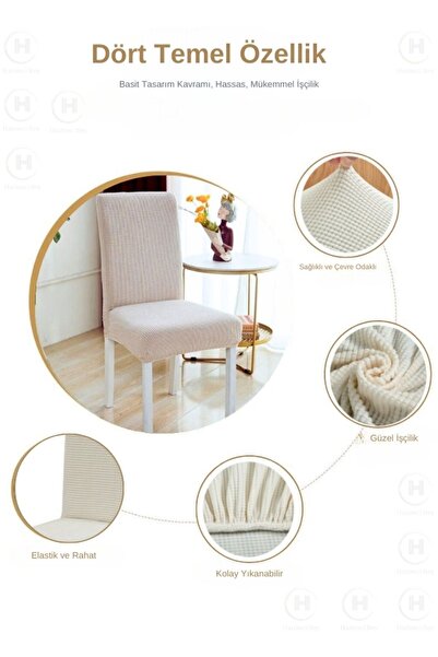 Hazineci Bey Sandalye Kılıfı Yıkanabilir Likralı Esnek Lastikli Bambu Sandalye Örtüsü(1 ADET)