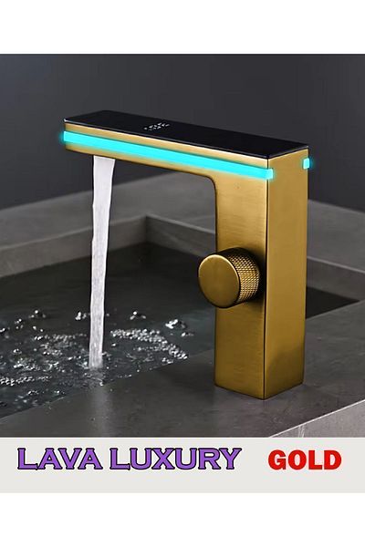 KARAT design LAVA LUXURY 2024 DIGITAL SMART SINK BATTERY - SATINE GOLD - BRASS