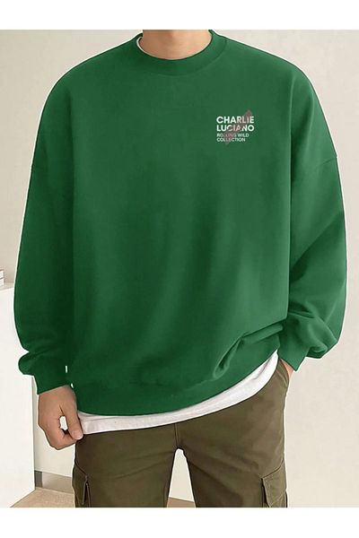 MODARİCH Charlie Luciano Design - Nefti Green Oversize φούτερ, Crew Neck