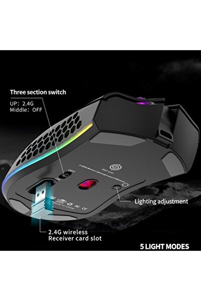 Genel Markalar 2.4g Kablosuz Wireless Sessiz Şarj Edilebilir Mause. Mini Ergonomik Led Aydınlatmalı .