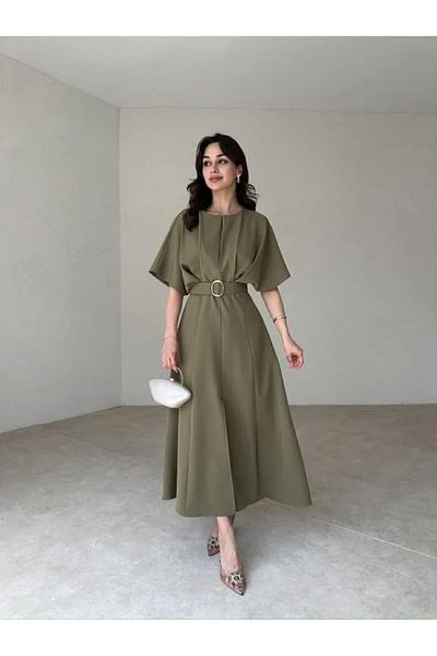 MAMMY Slit Detailed Belted Dress
