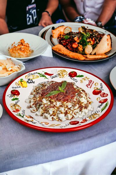 İnci Emaye طبق المعكرونة المطلي بالمينا رقم 29، طبق تقديم الطعام والتخييم والنزهة