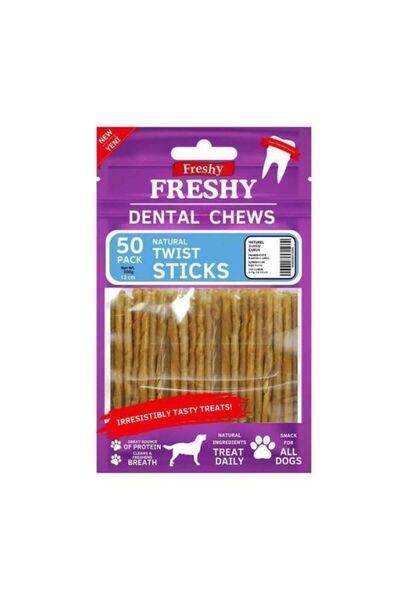 Freshy Dental Chews Naturel Burgu Çubuk 50'li Paket 300 gr 13 Cm