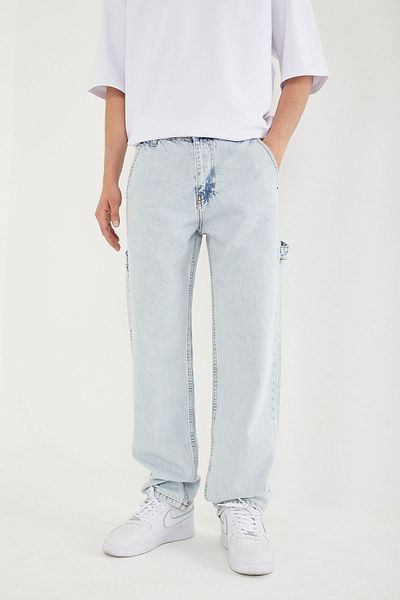 DİFRANSEL Light Blue Baggy Jeans - Men's Pocket Detailed Trousers